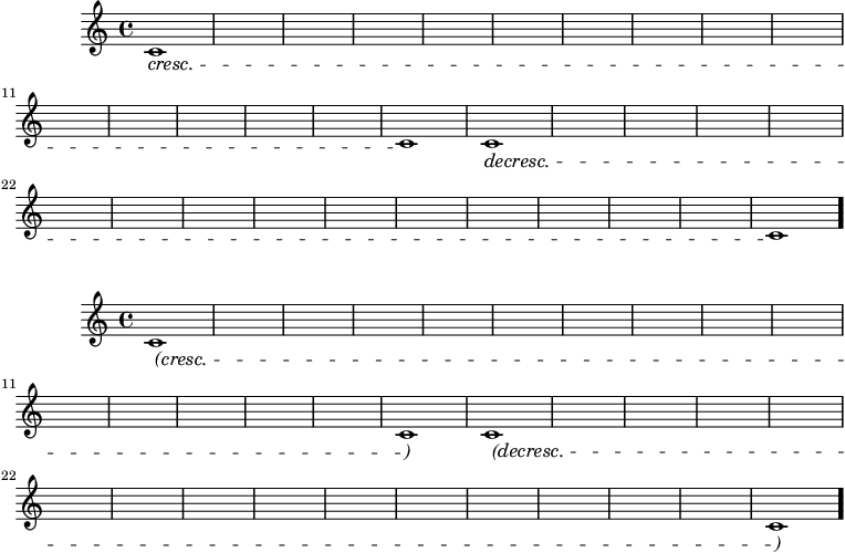 Parenthesize crescendo and decrescendo spanners