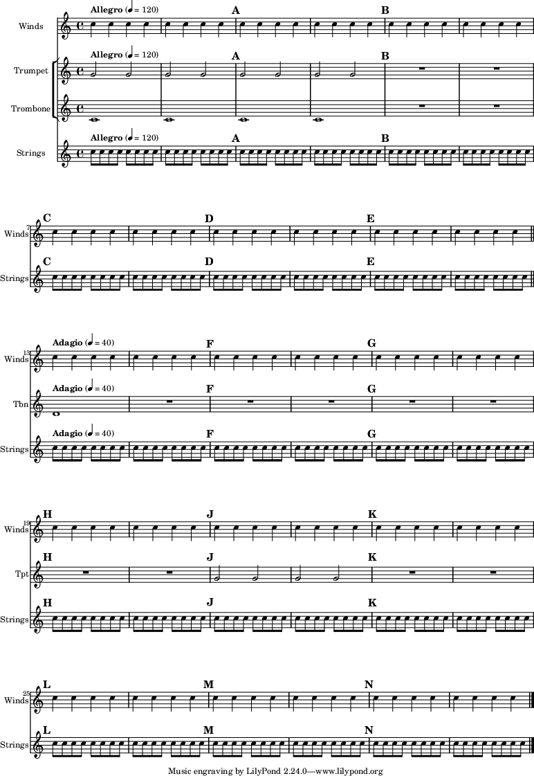 Using marklines in a Frenched score
