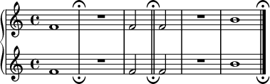 Positioning opposing fermatas on a bar line