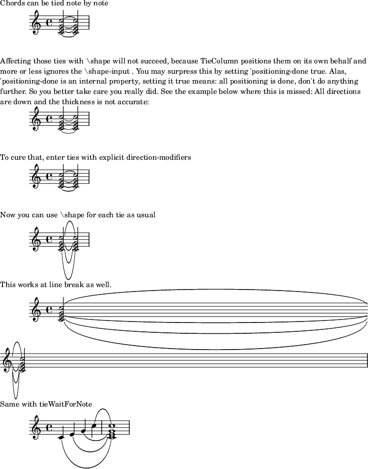 Shape individual ties in chords