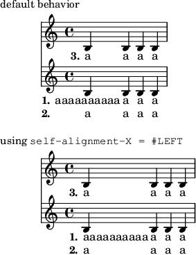 Vertically aligning stanza numbers of different staves