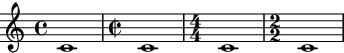 Time signatures fraction style for 4/4 and 2/2