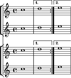 Volta brackets in multiple staves
