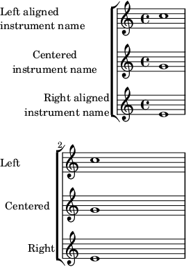 Aligning and centering instrument names