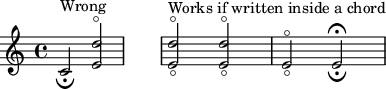 Showing the same articulation above and below a note or chord
