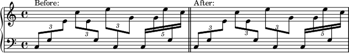 Positioning tuplet numbers close to kneed beams