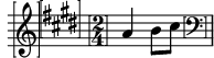 Clef, key and time signature in square brackets