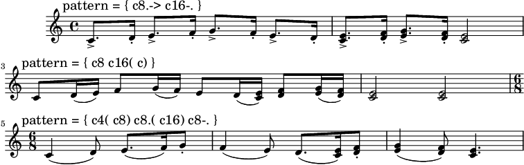 A function to repeatedly print a given pattern with different notes