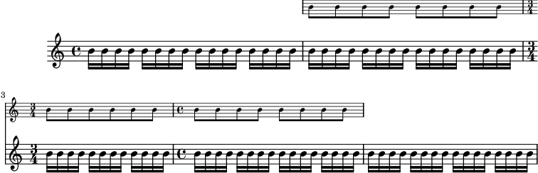 Ossia staves with clefs and time signatures