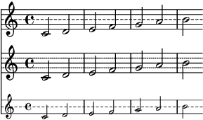 Dashed individual staff lines