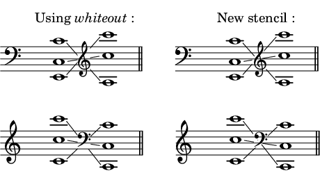 Hiding part of a glissando when clashing a clef